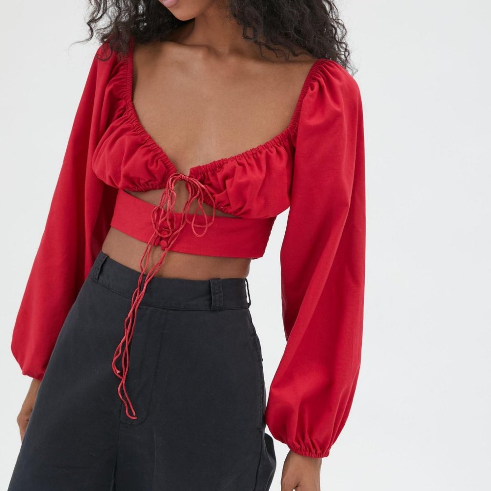 UO Lioness Break My Stride Tie-Front Top